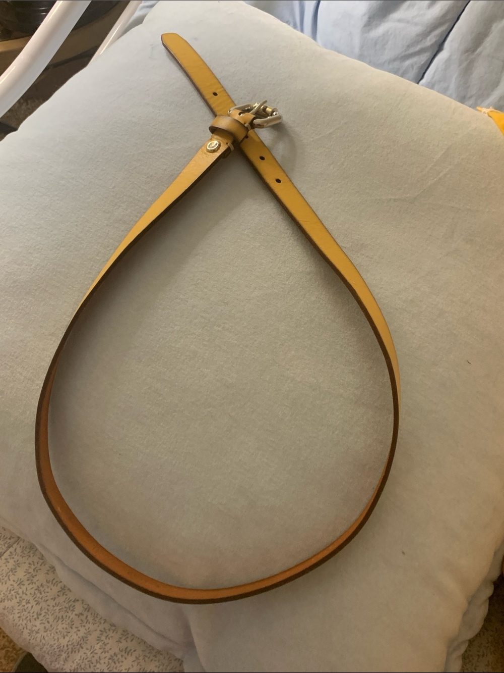 Fossil Yellow Leather Belt with silver toned Buckle